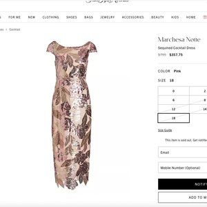 Marchesa Notte Sequined Cocktail Dress - Size 18